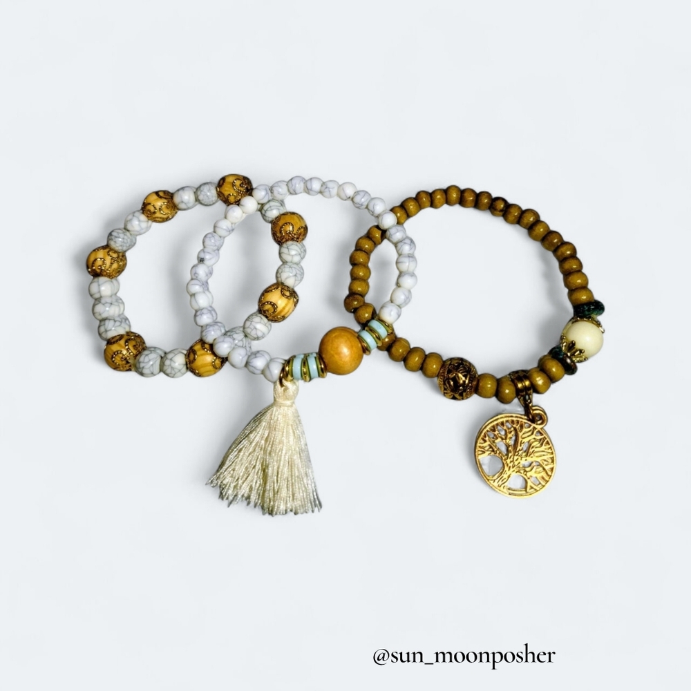 Bohemian Style Tassel Tree Of Life Multilayer Wood and Beaded Bracelets